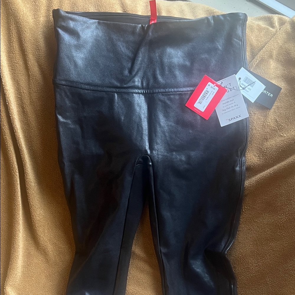 NWT SPANX Faux leather Black High-Waisted Leggings